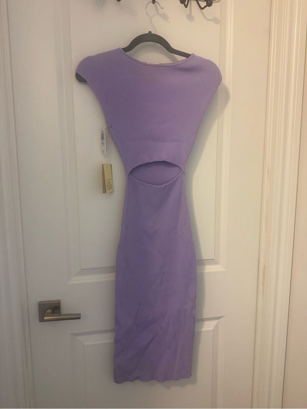 Aritzia Lilac Ribbed Cutout Midi Dress